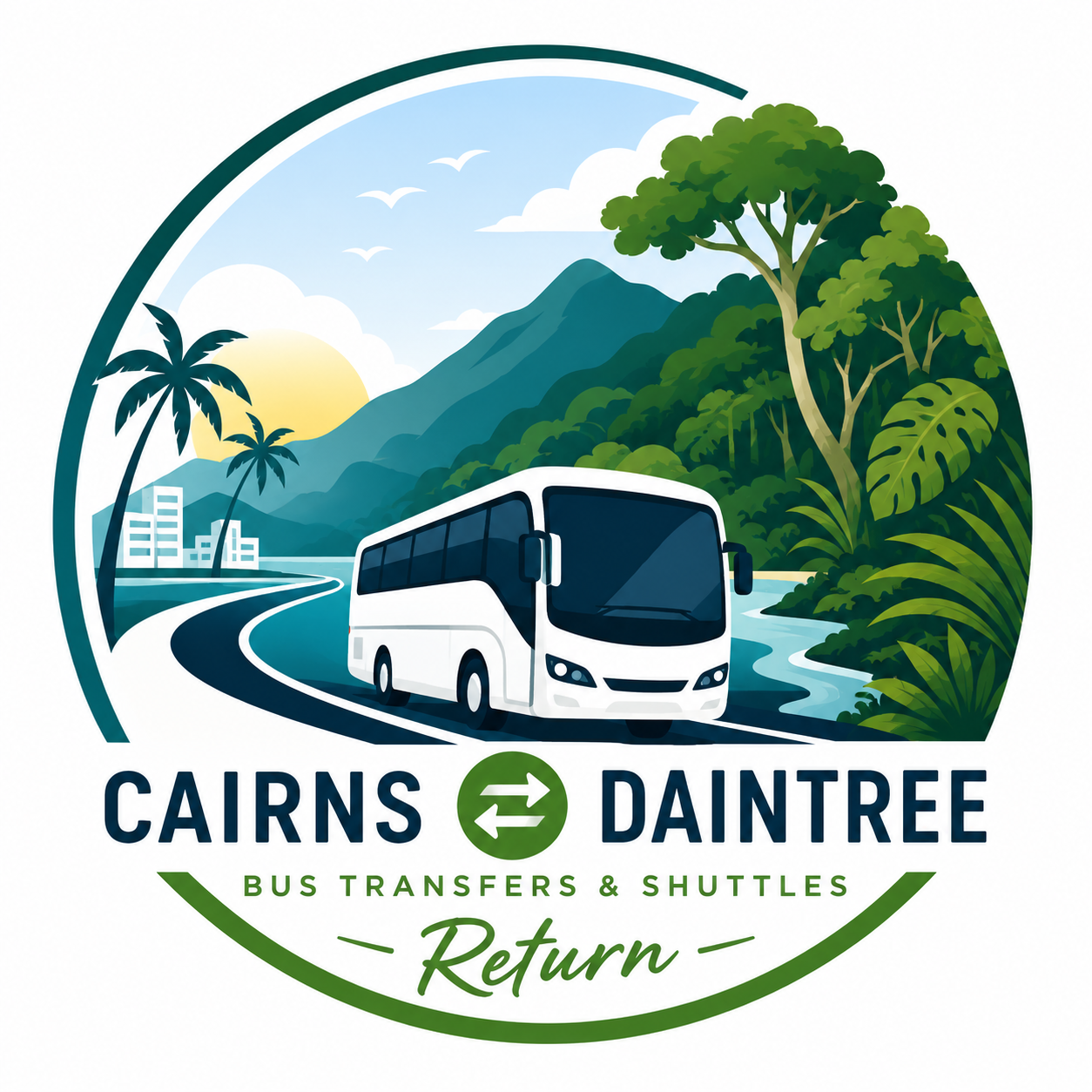 Cairns to Daintree shuttle and daily bus transfers.